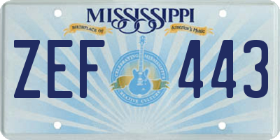 MS license plate ZEF443