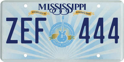 MS license plate ZEF444