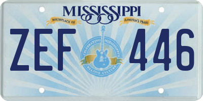 MS license plate ZEF446