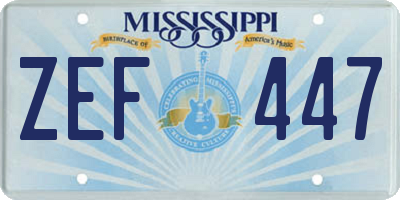 MS license plate ZEF447