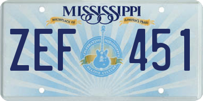 MS license plate ZEF451