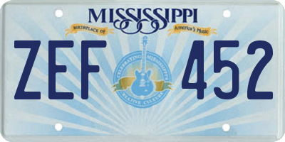 MS license plate ZEF452