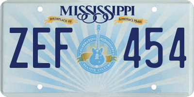 MS license plate ZEF454