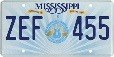 MS license plate ZEF455