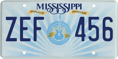 MS license plate ZEF456