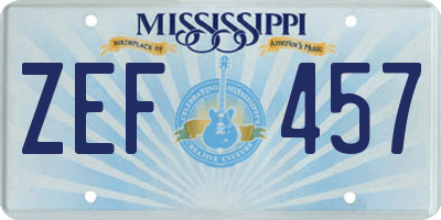 MS license plate ZEF457