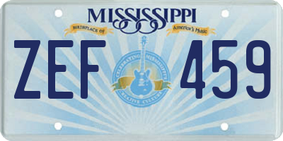 MS license plate ZEF459