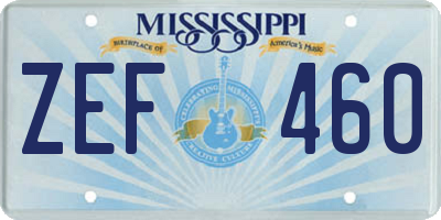 MS license plate ZEF460
