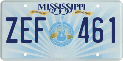 MS license plate ZEF461