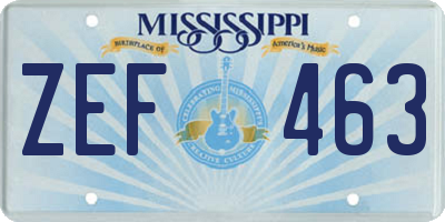 MS license plate ZEF463