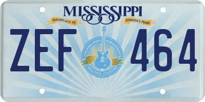 MS license plate ZEF464