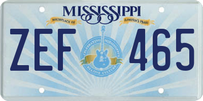 MS license plate ZEF465