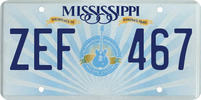 MS license plate ZEF467