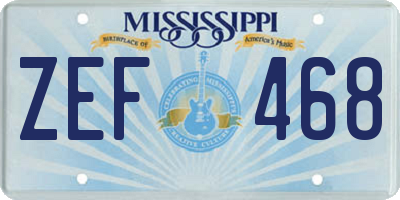 MS license plate ZEF468