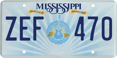 MS license plate ZEF470