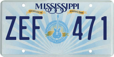 MS license plate ZEF471