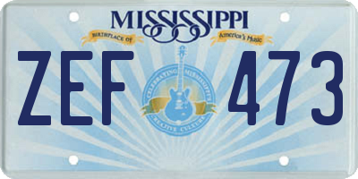 MS license plate ZEF473
