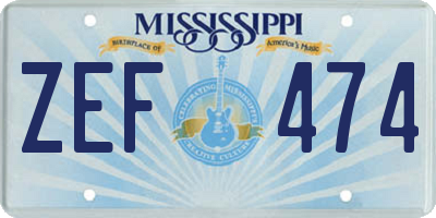 MS license plate ZEF474