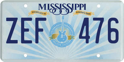 MS license plate ZEF476