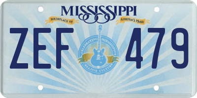 MS license plate ZEF479