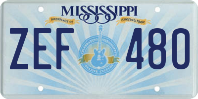 MS license plate ZEF480