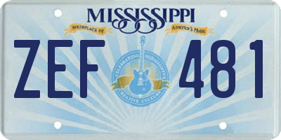 MS license plate ZEF481