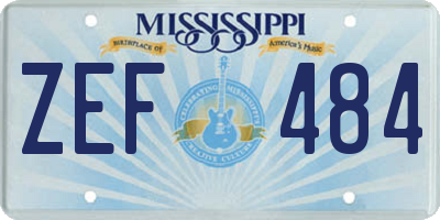 MS license plate ZEF484