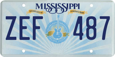 MS license plate ZEF487