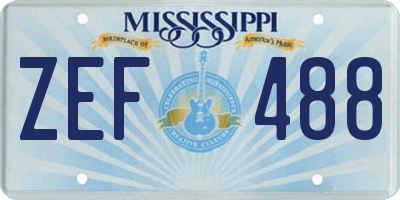MS license plate ZEF488