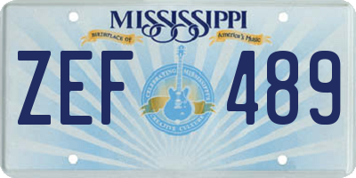 MS license plate ZEF489