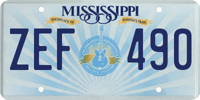 MS license plate ZEF490