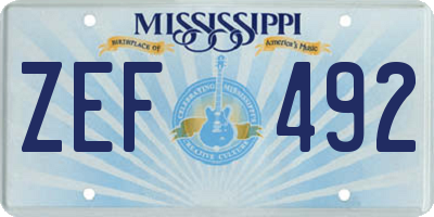 MS license plate ZEF492