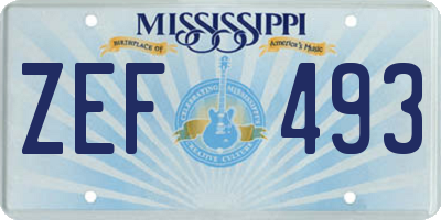 MS license plate ZEF493