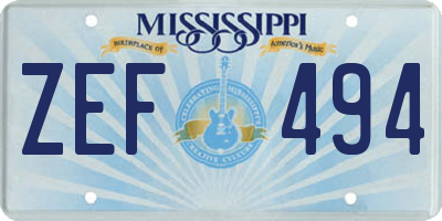 MS license plate ZEF494