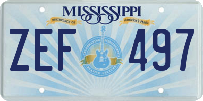 MS license plate ZEF497