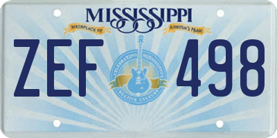 MS license plate ZEF498