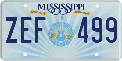 MS license plate ZEF499
