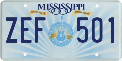 MS license plate ZEF501