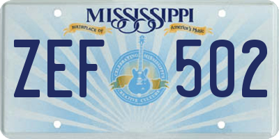 MS license plate ZEF502