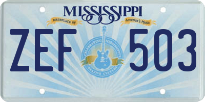 MS license plate ZEF503
