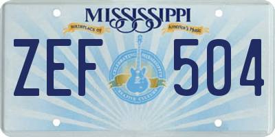 MS license plate ZEF504
