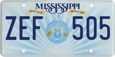 MS license plate ZEF505