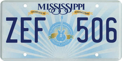 MS license plate ZEF506