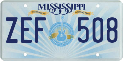 MS license plate ZEF508