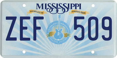 MS license plate ZEF509