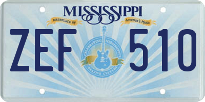 MS license plate ZEF510