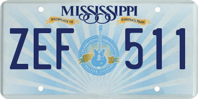 MS license plate ZEF511