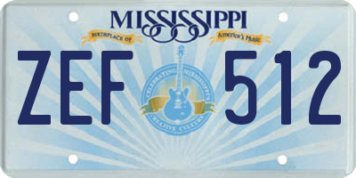 MS license plate ZEF512