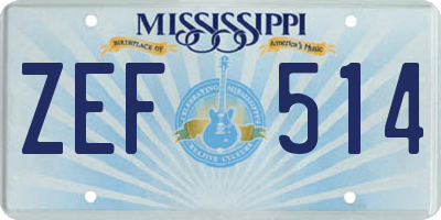 MS license plate ZEF514