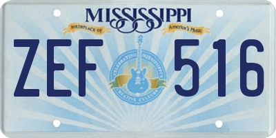 MS license plate ZEF516